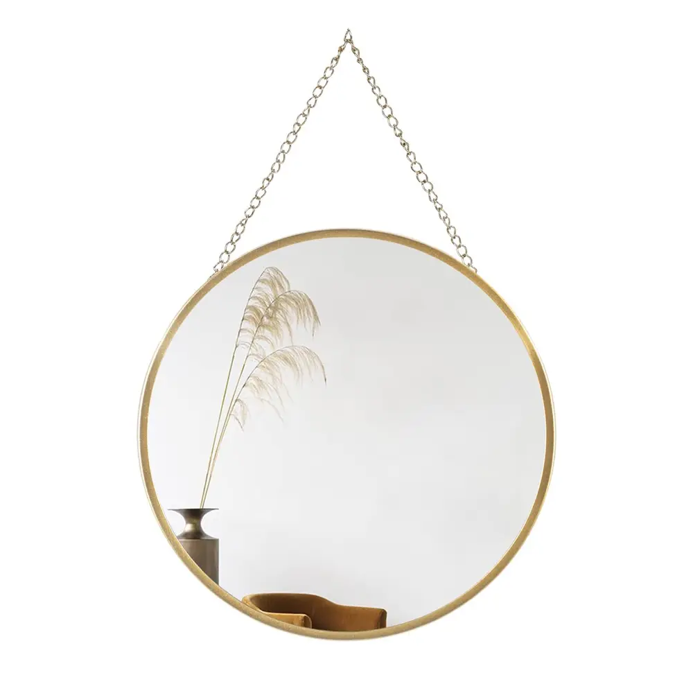 10 Inch Hanging Circle Mirror, Gold Round Mirror
