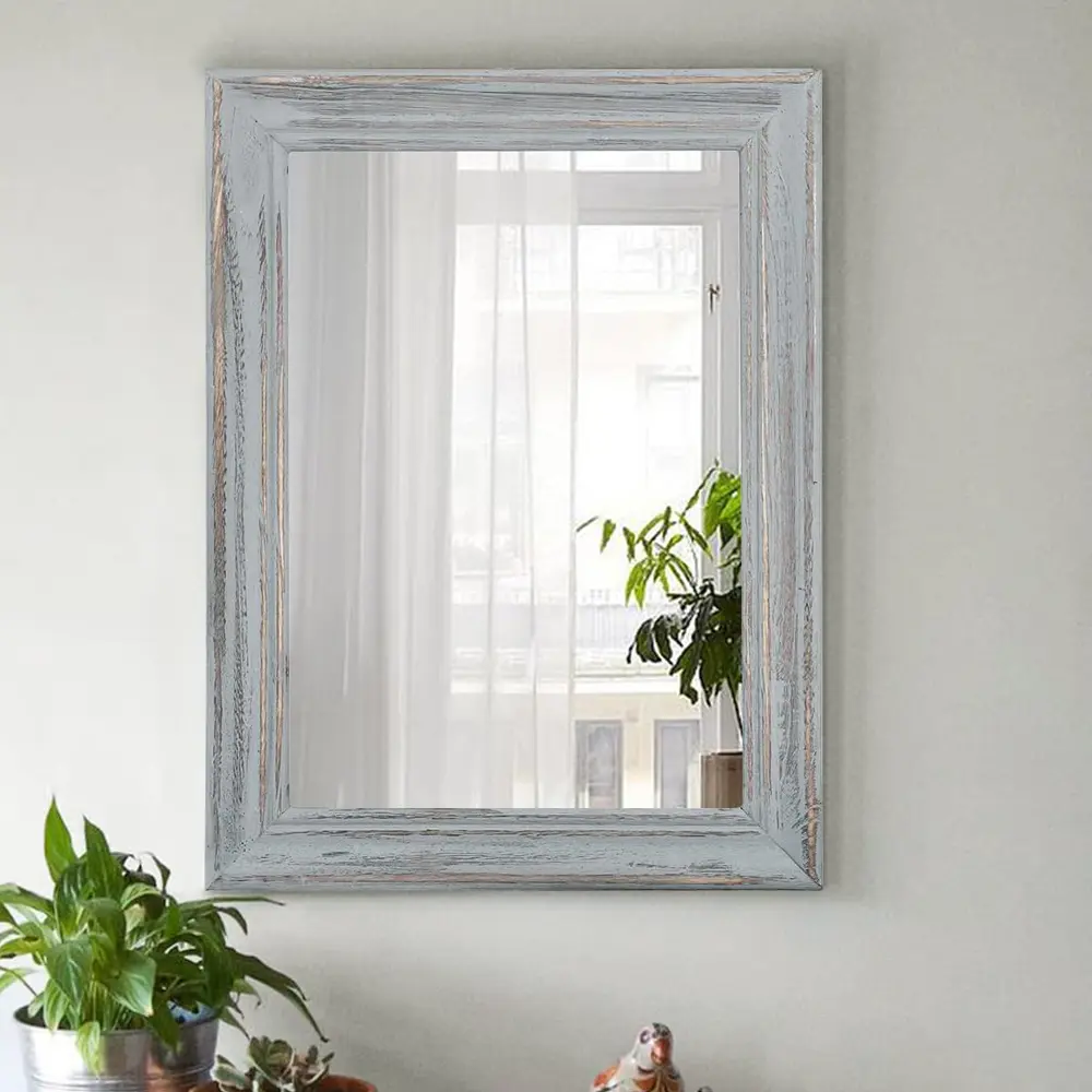 Grey Rectangle Wooden Mirror, 12＂x16＂ Rectangle Mirror