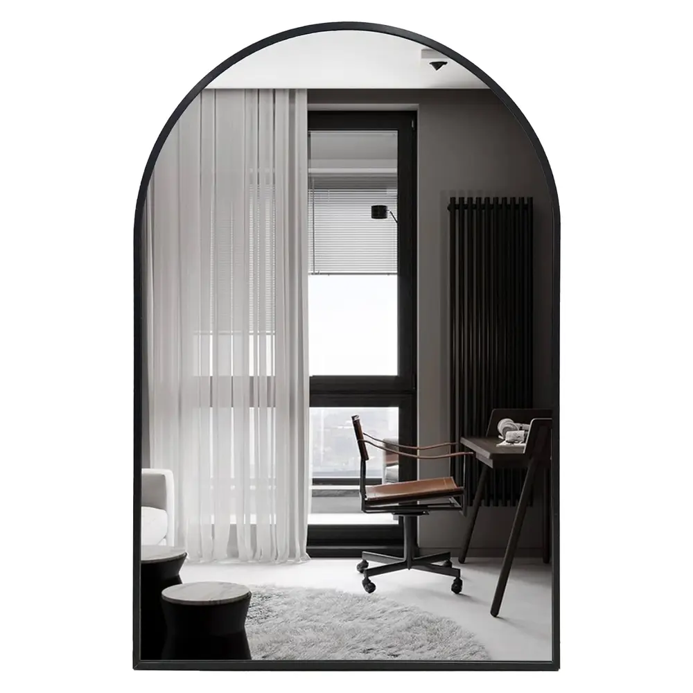24x36 Inch Arched Mirror, Black