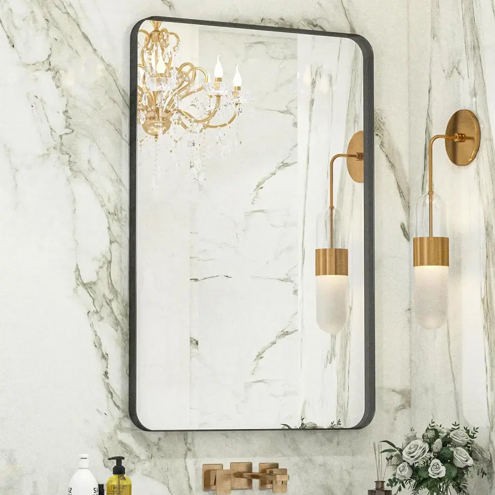 24x36 Inch Deep Rectangle Mirror, Black