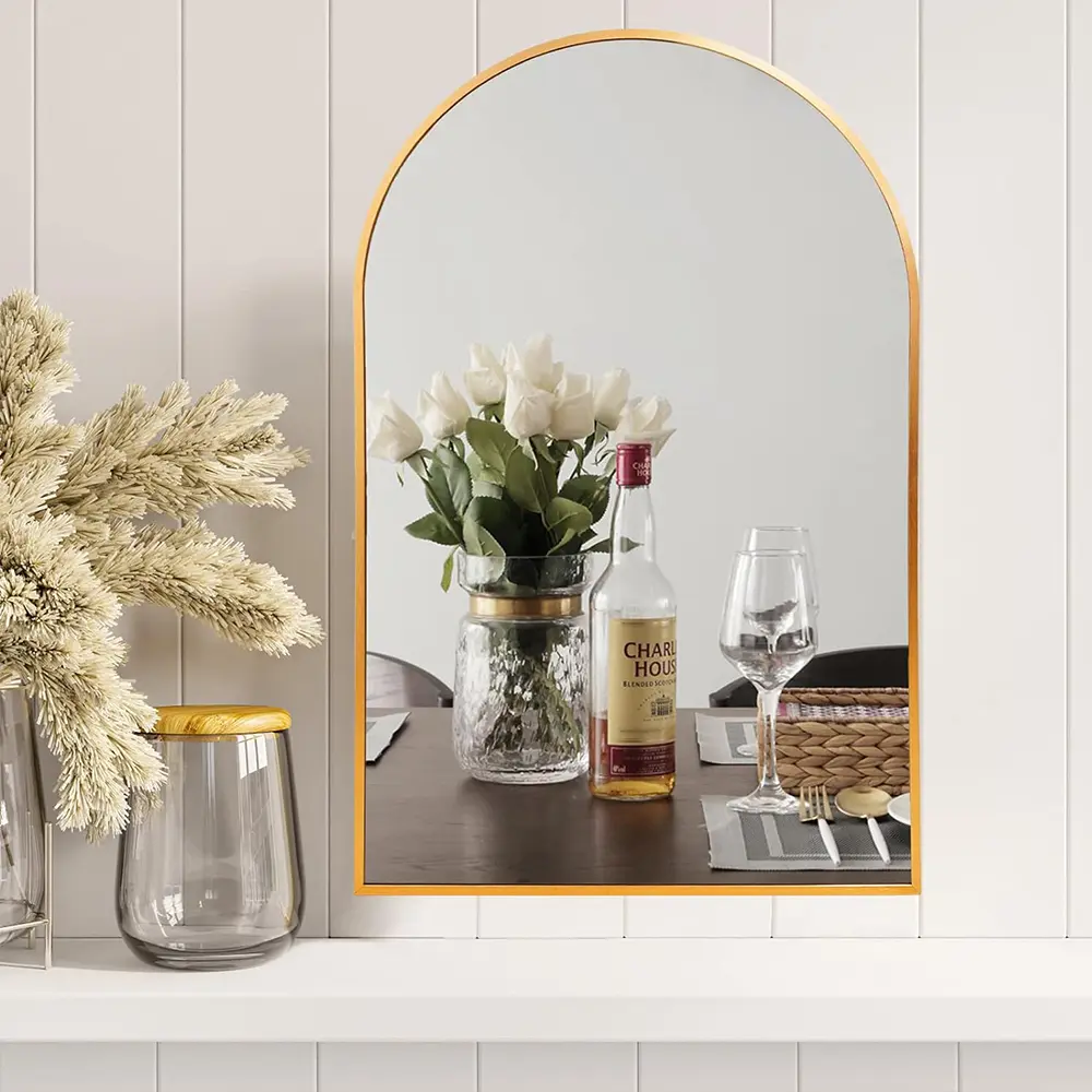 24x36 Inch Arched Mirror, Gold