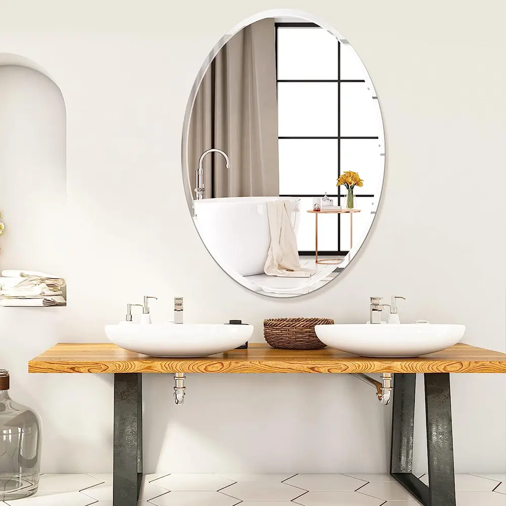 Frameless Oval Wall Mirror