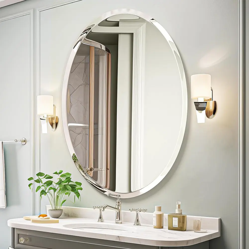 24x36 Inch Frameless Oval Wall Mirror