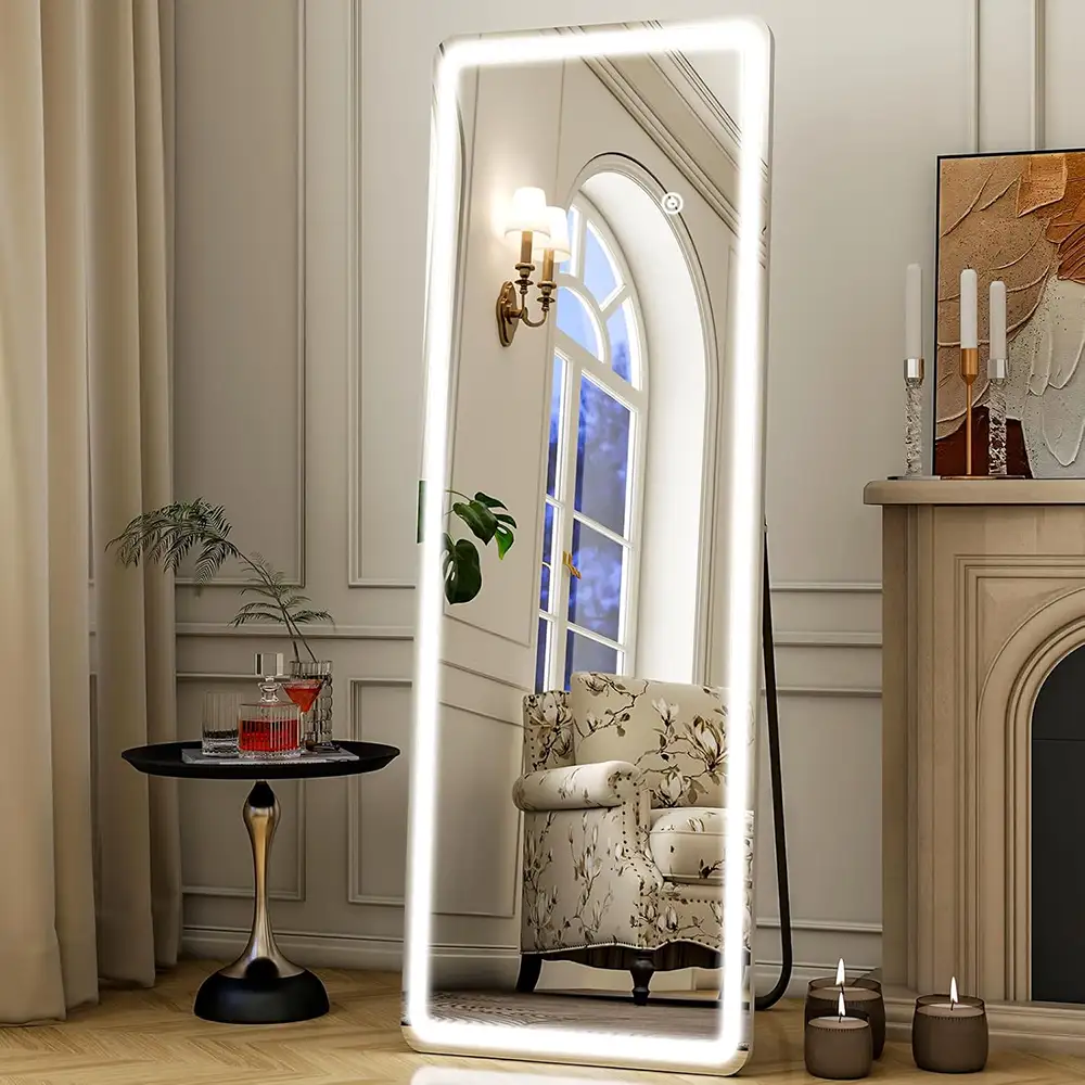 Bedroom Mirror with Lights, Full-Length, Lighted, Frameless