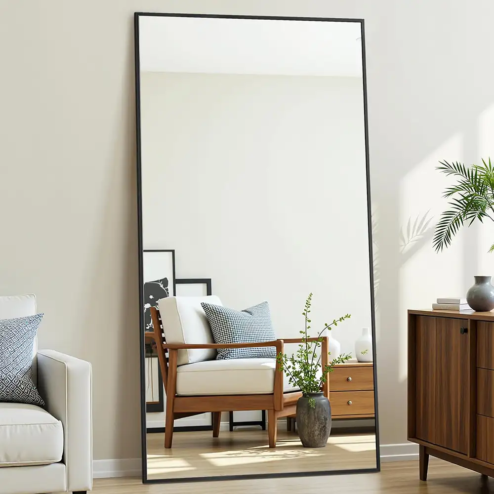 Big Floor Mirror, Hang or Lean Against Wall, Tall Wall Mirror with Stand