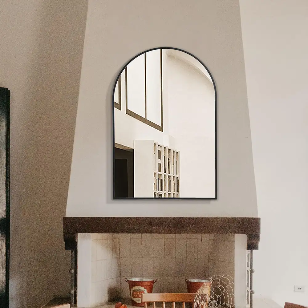 Black Arched Mirror, Metal Wall Mirror