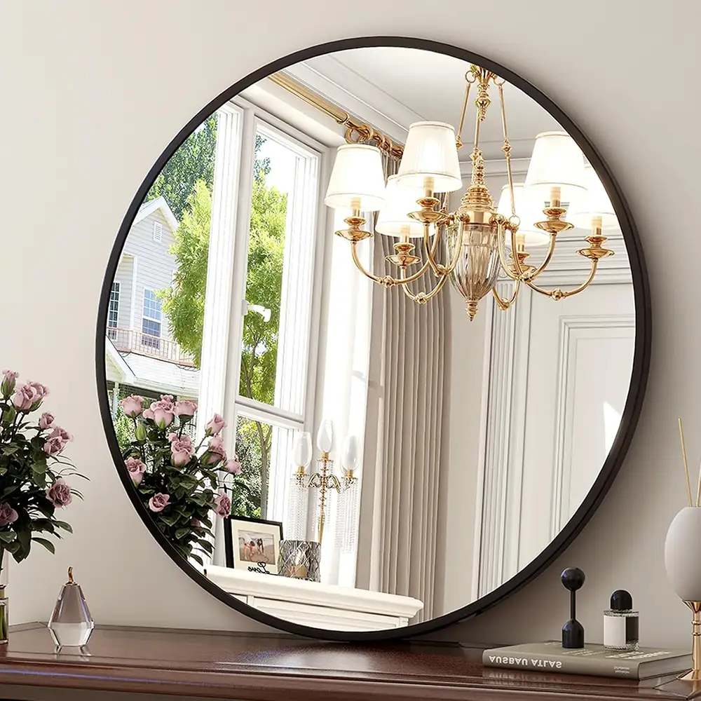 Black Round Mirror
