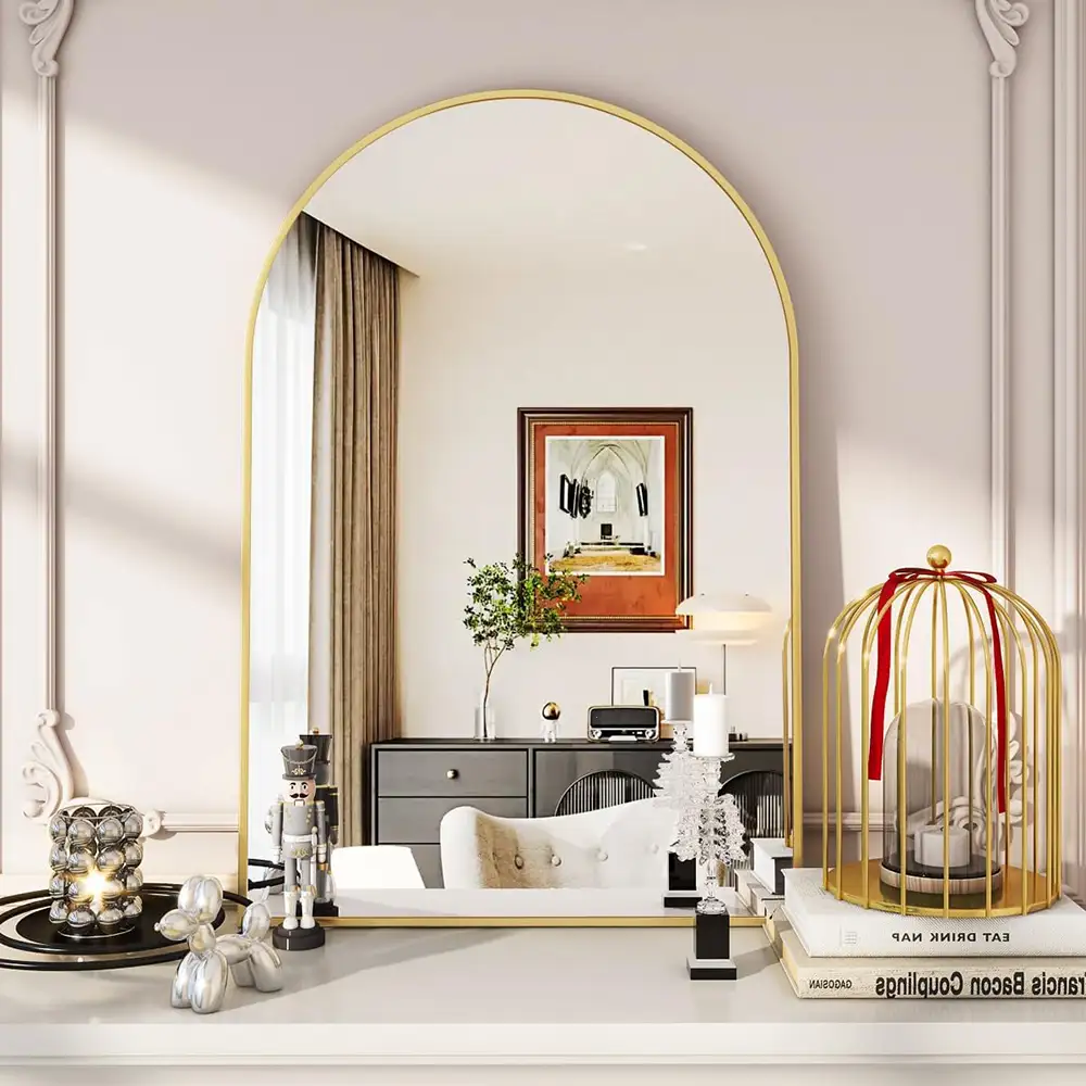 Brushed Gold Arch Mirrors for Wall