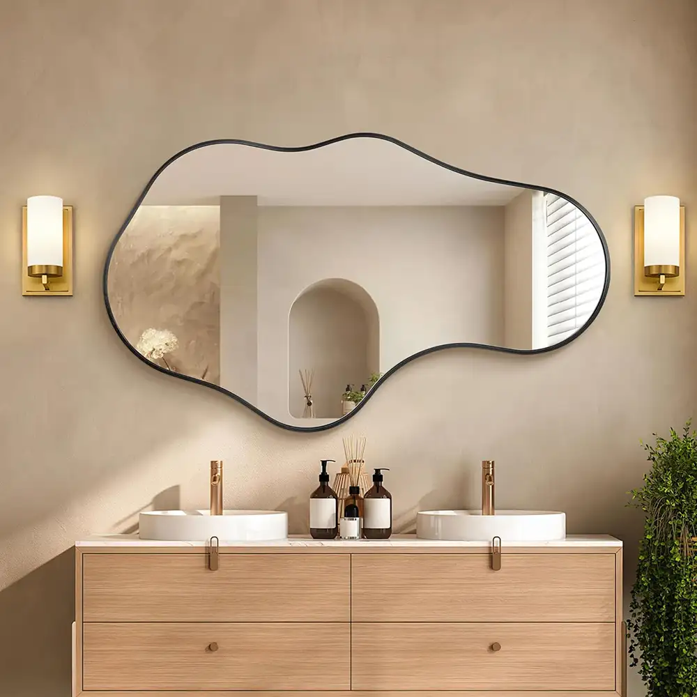 Decorative Mirror for Entryway, Asymmetrical Wall Mirror, Modern Mirror Decor