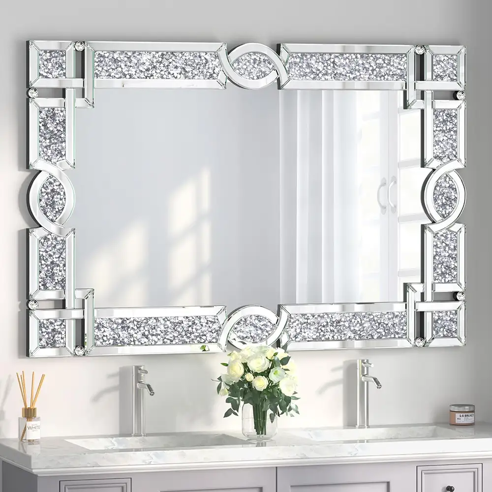 Decorative Mirrors for Bathroom, Crystal Crush Diamond Wall Mirror