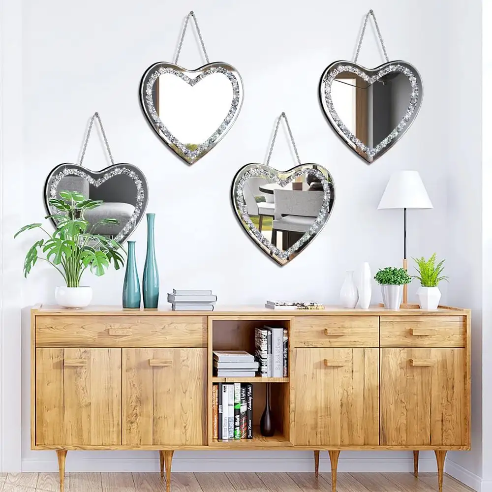 Heart Shaped Silver Glass Mirror