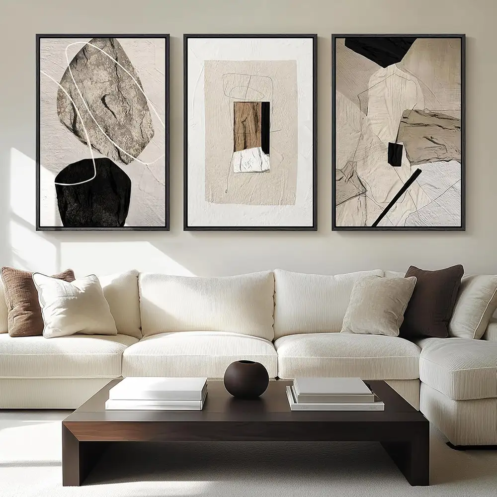 Framed Neutral Abstract Wall Art