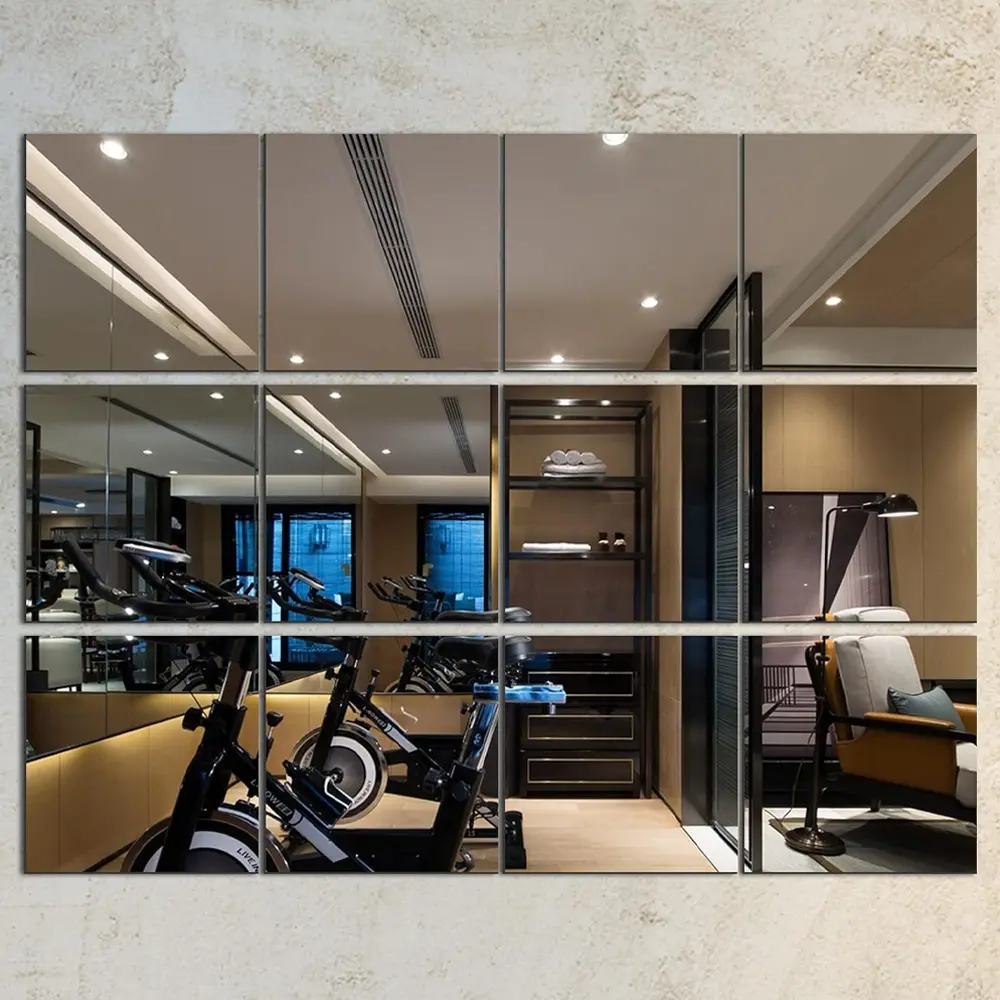 Gym Mirrors for Home Gym, 16 PCS 12＂ Frameless Mirror