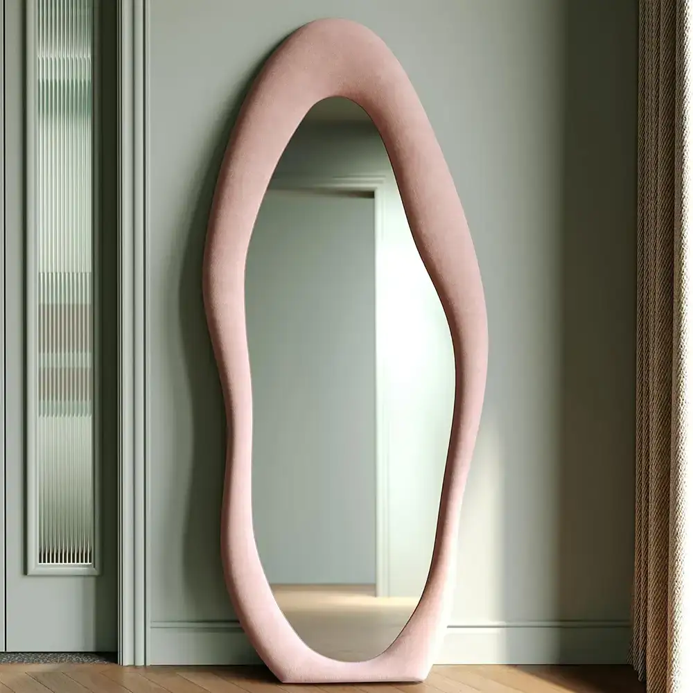 Living Room Mirrors for Wall, Wavy Floor Mirror, Irregular Full Length Mirror