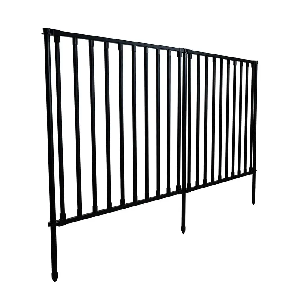 Steel Fence Kit, Poly-Steel Black Garden Fence Panels for Outdoor Use