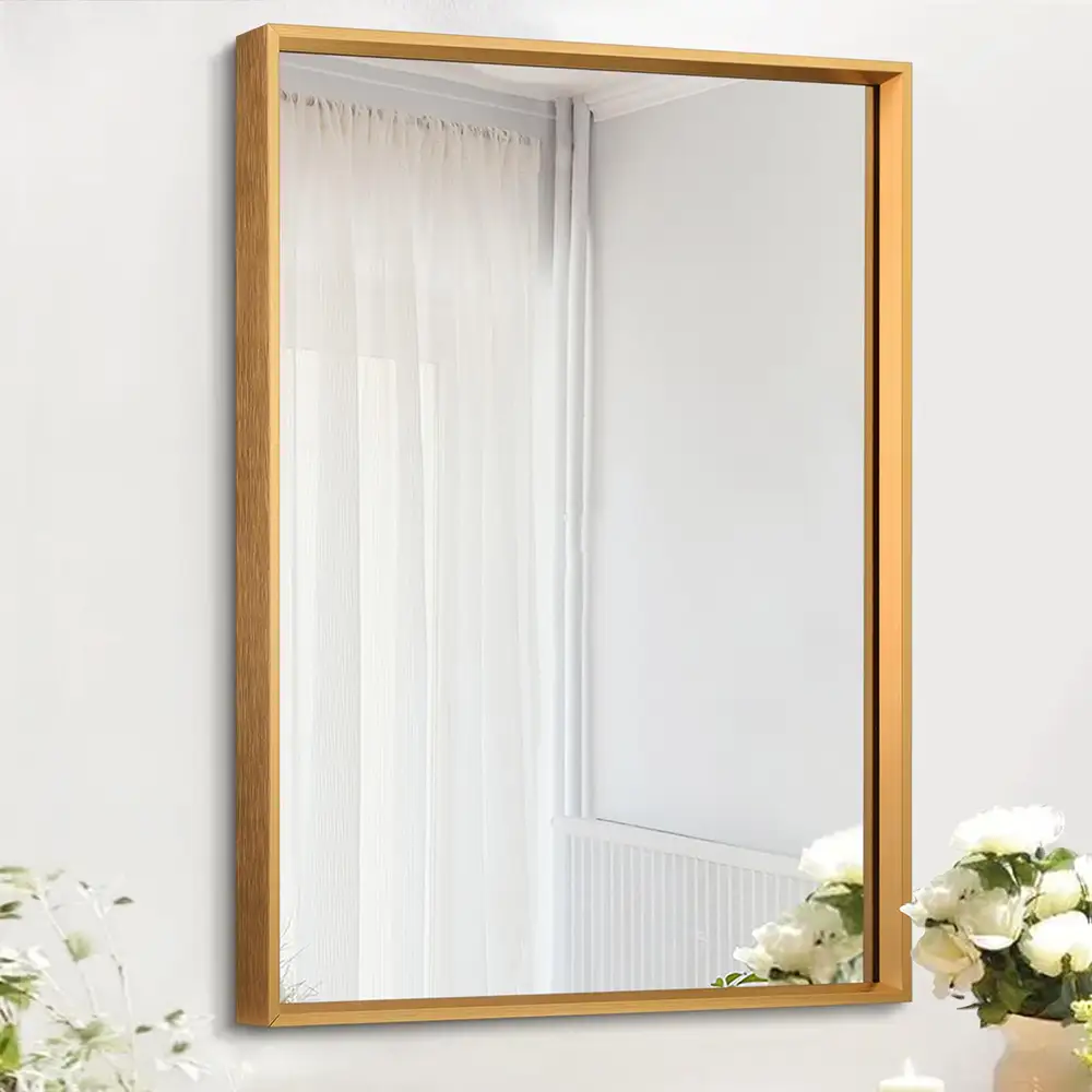 Vertical Mirror with Gold Frame