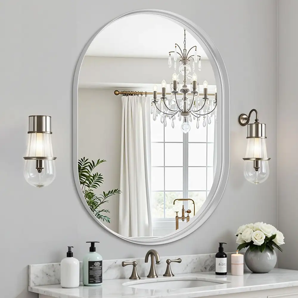 White Oval Mirror