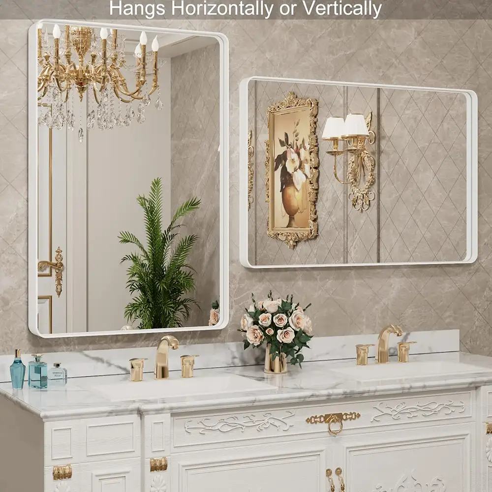 White Rectangle Mirror