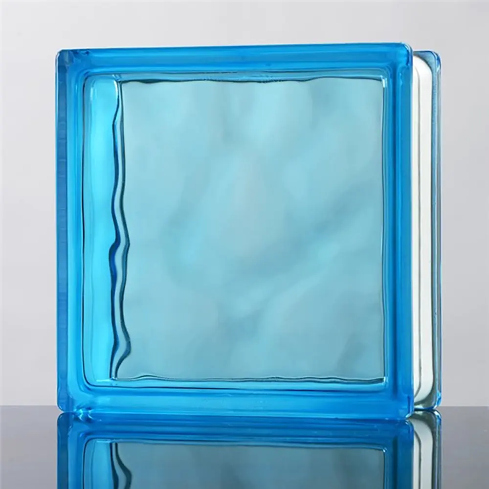 Light Blue Wave Glass Block